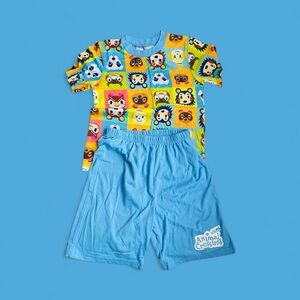 Animal Crossing 2 piece pajama short set boys size S(6/7).